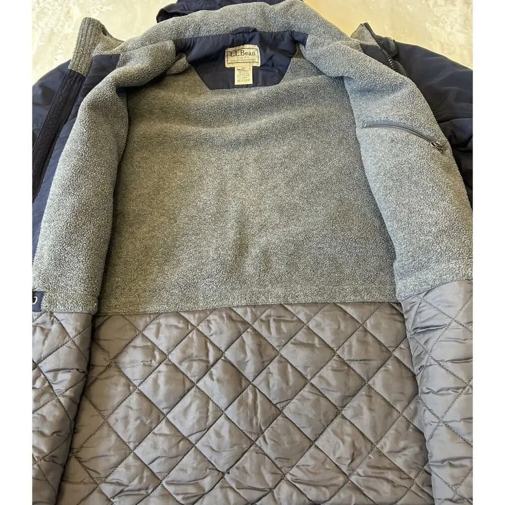 VTG L.L. Bean Coat Men's Blue Winter Hidden Hood Insulated Parka Size M